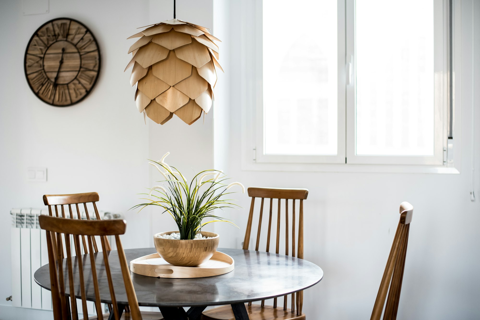 Interior design house and modern wooden table and chair